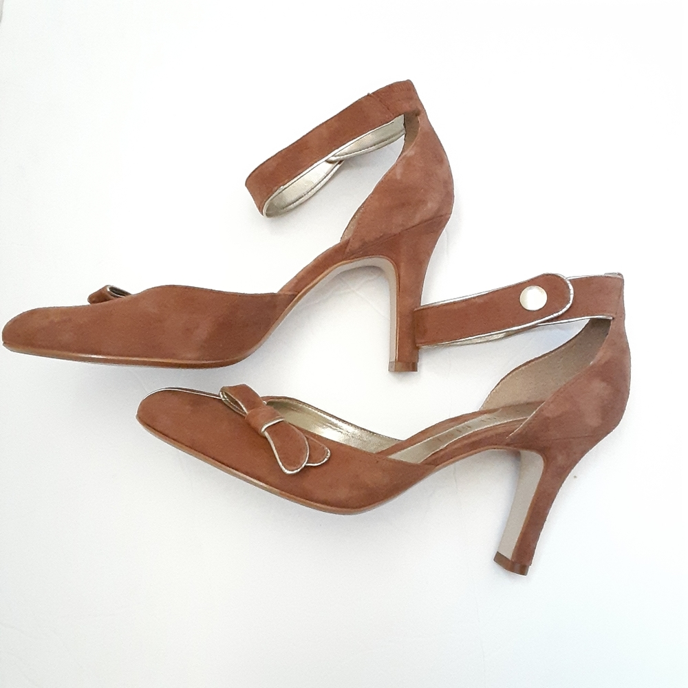 Gianni Bini Suede Brown Juliette Ankle Strap Heels